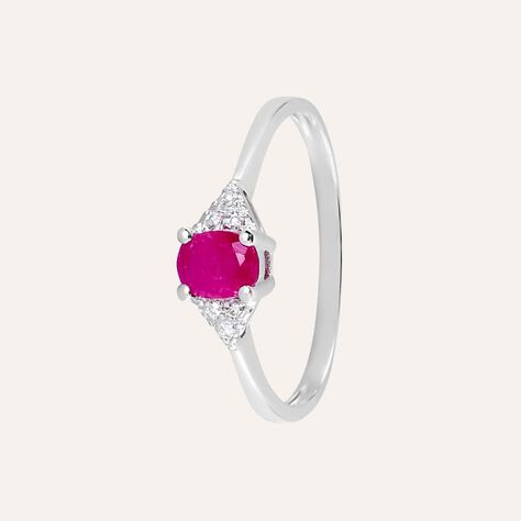Anello Solitario Elizabeth Crown Oro Bianco Rubino Diamante - Anelli con Pietre Donna | Stroili