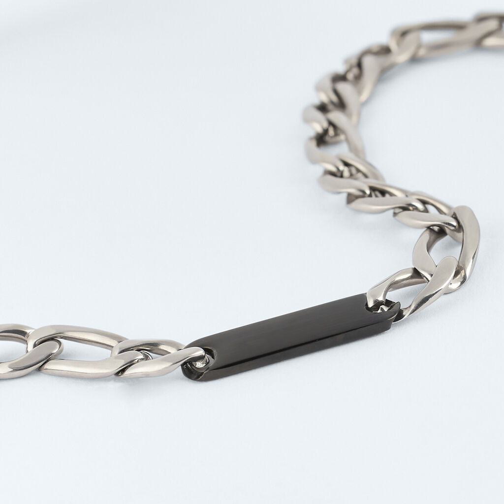 Collana Man Code Acciaio Bicolore Bianco / Nero Cubic Zirconia