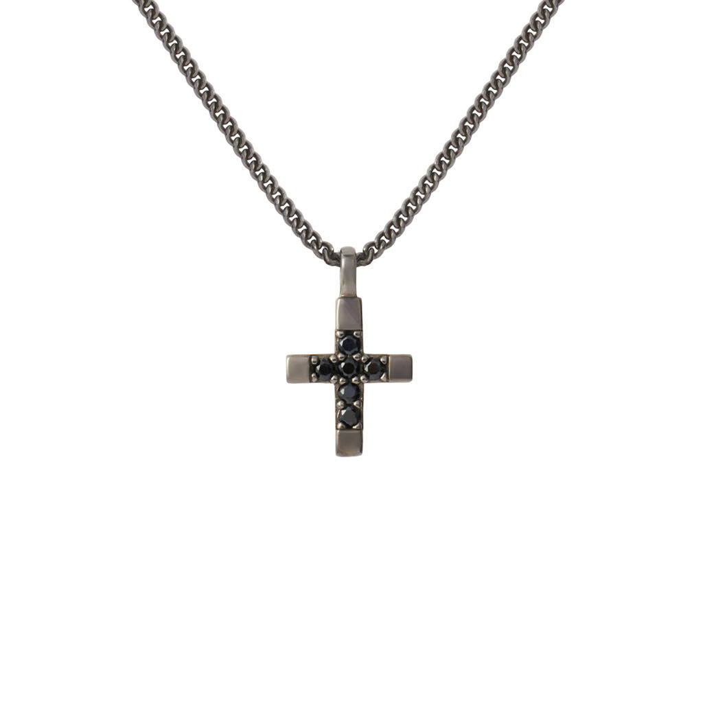 Collana Gentleman Argento Nero Cubic Zirconia