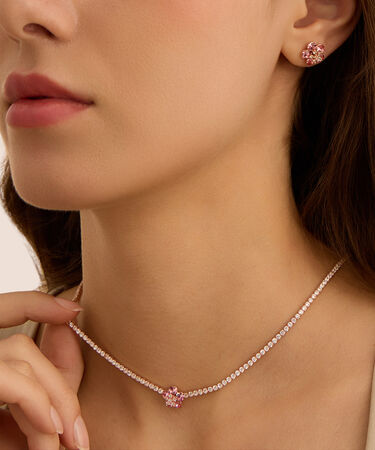 Collana Romantic Shine Ottone Rosa Cristallo