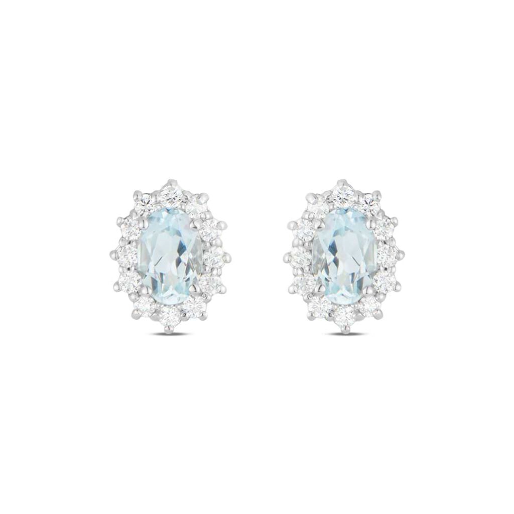Orecchini Lobo Acquamarina Oro Bianco Acquamarina Diamante - Orecchini a Lobo Donna | Stroili