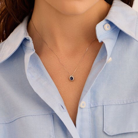 Collana Elizabeth Crown Oro Bianco Zaffiro Diamante - Collane Donna | Stroili