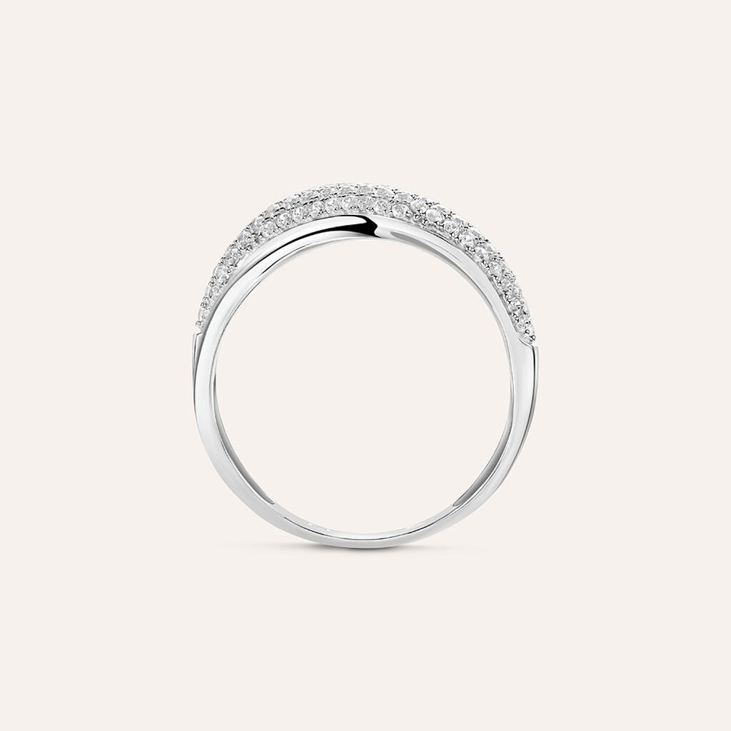 Anello Fascia Claire Oro Bianco Cubic Zirconia - Anelli a Fascia Larga Donna | Stroili