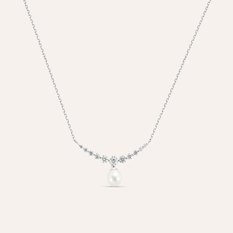 Collana Gabrielle Oro Bianco Perla D'Acqua Dolce Cubic Zirconia - Collane Donna | Stroili
