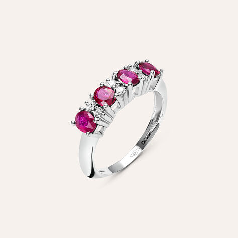 Anello Riviere Elizabeth Crown Oro Bianco Rubino Diamante - Anelli Riviere Donna | Stroili