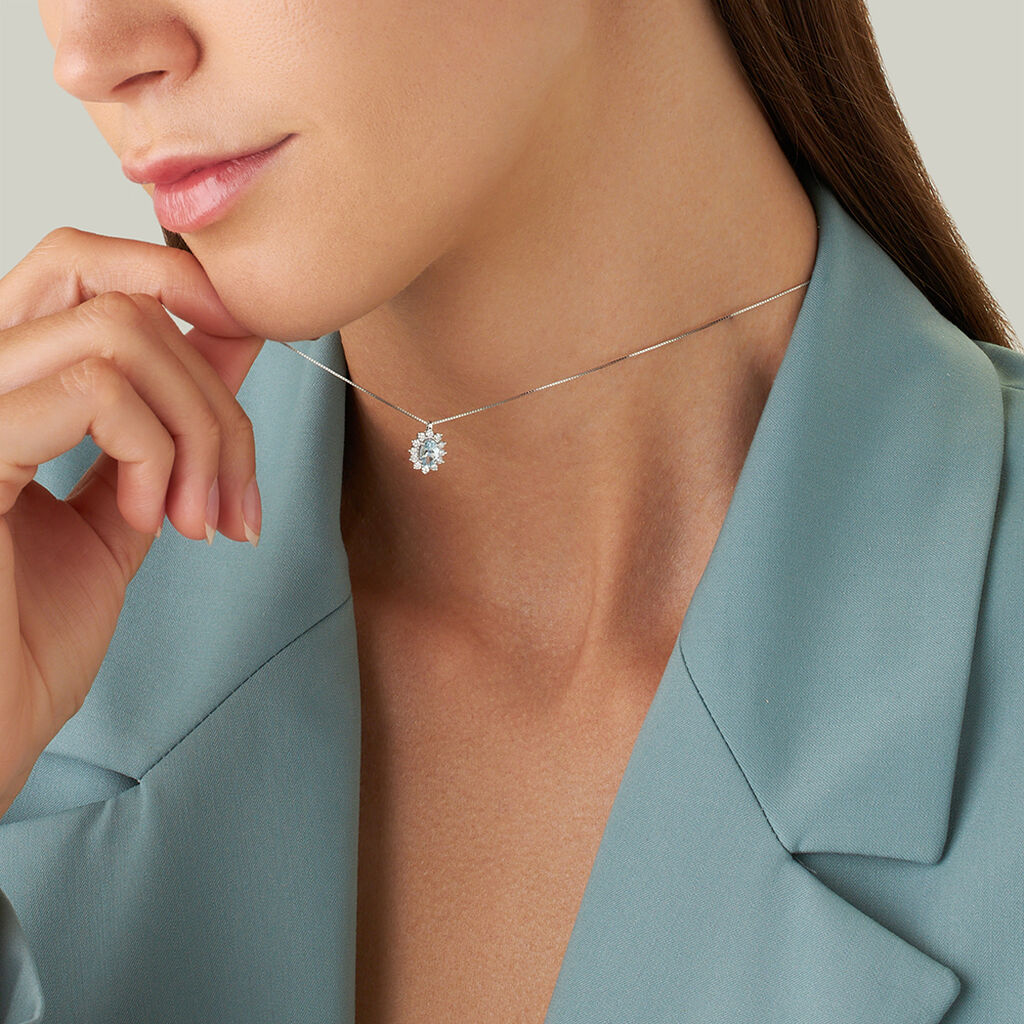 Collana Jasmine Oro Bianco Acquamarina Diamante - Collane Donna | Stroili