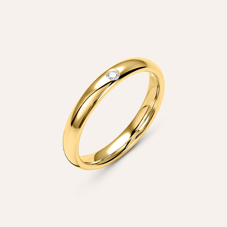 Fede Comoda 3 mm Oro Giallo Diamante - Anelli con Incisione Unisex | Stroili