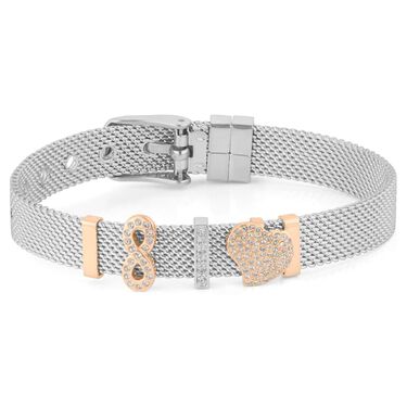 Bracciale Catena Aura Acciaio Bicolore Bianco / Rosa Cristallo