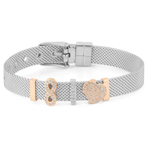 Bracciale Catena Aura Acciaio Bicolore Bianco / Rosa Cristallo - Bracciali Love Donna | Stroili