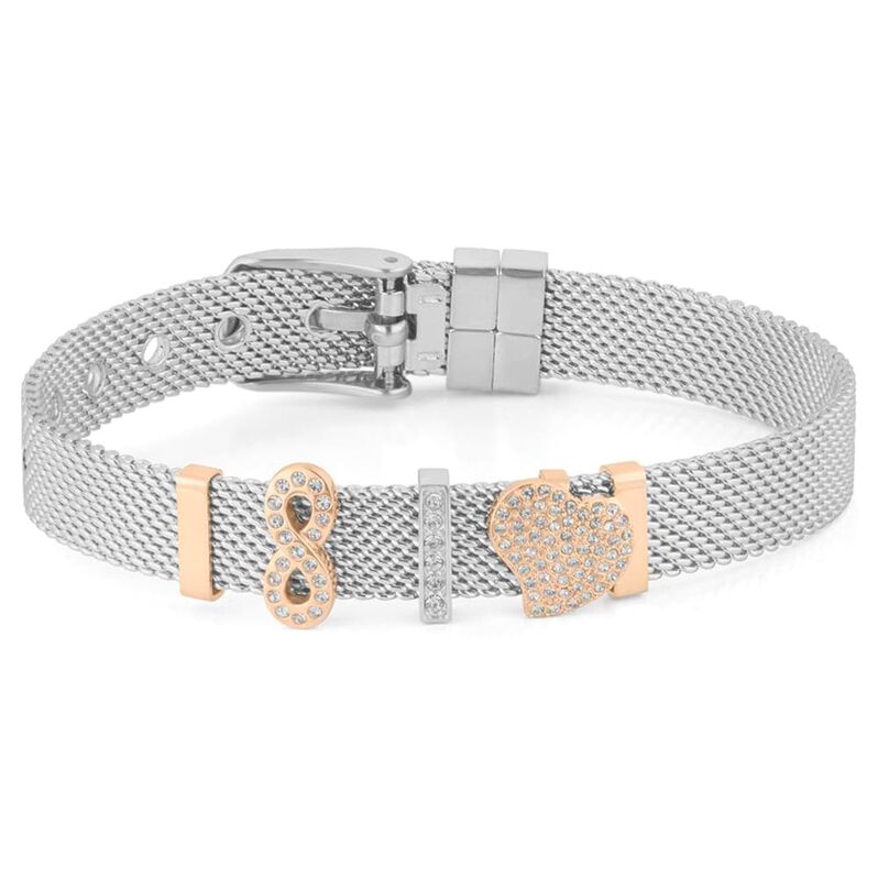 Bracciale Catena Aura Acciaio Bicolore Bianco / Rosa Cristallo - Bracciali Love Donna | Stroili