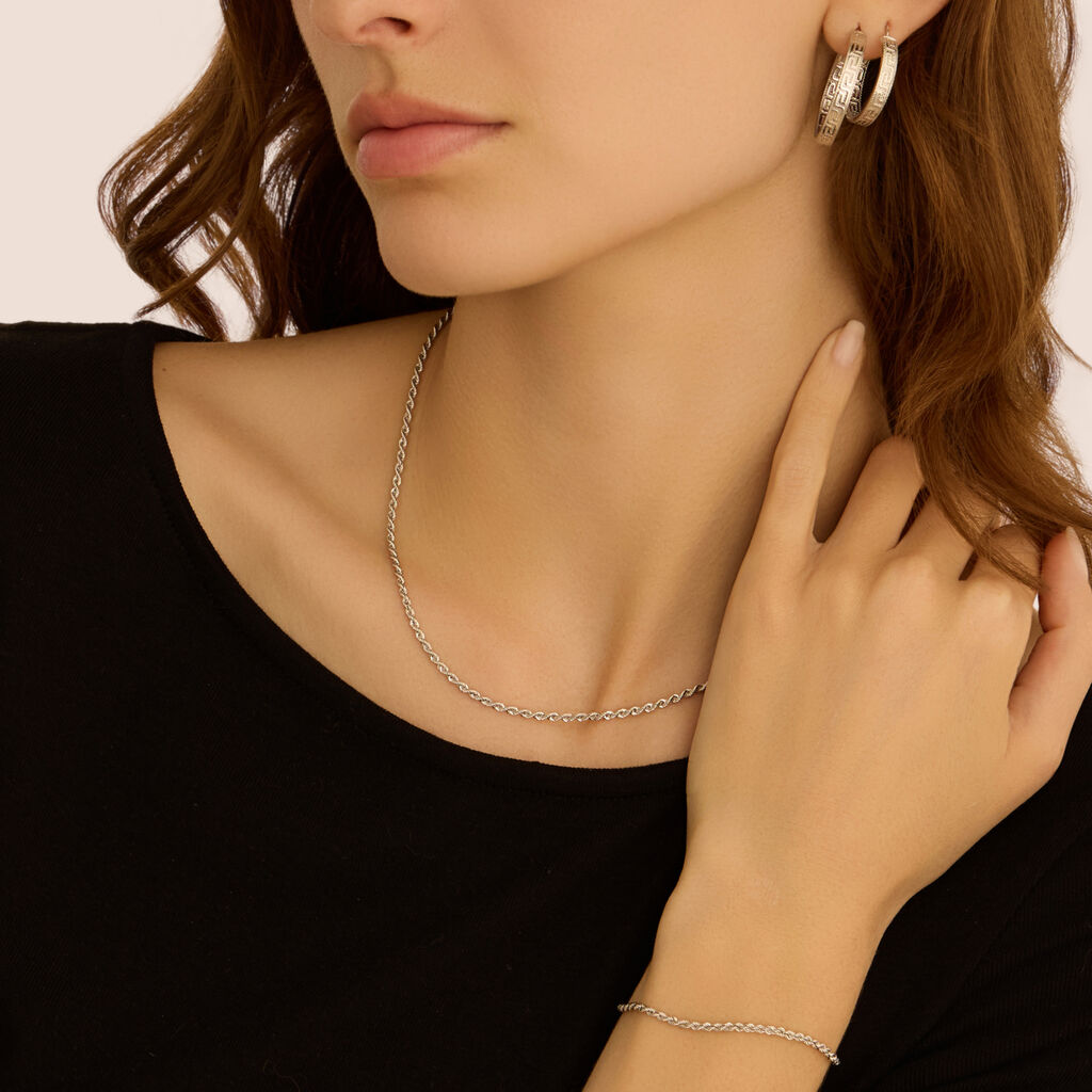 Orecchini A Cerchio Toujours Oro Bianco - Orecchini a Cerchio Donna | Stroili