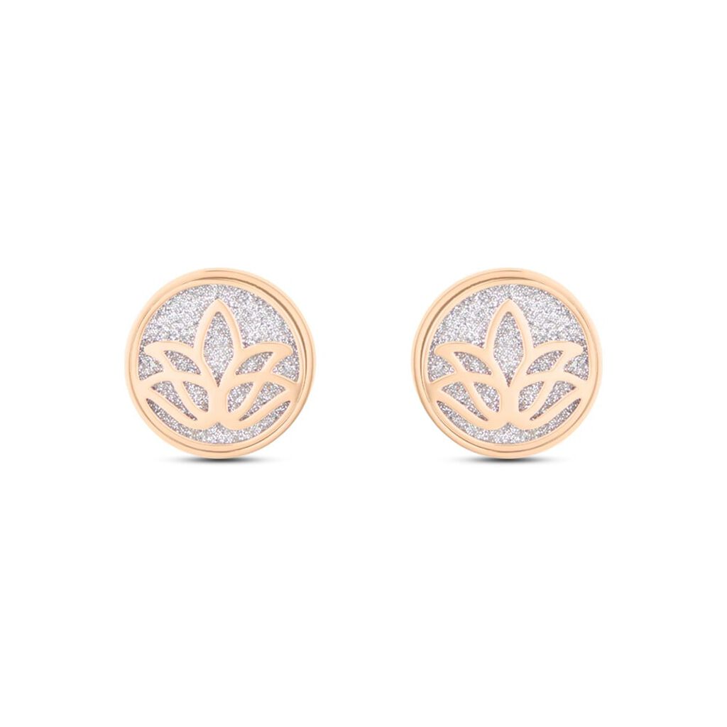 Orecchini a lobo Lady Shine Acciaio Rosato Fiore di loto