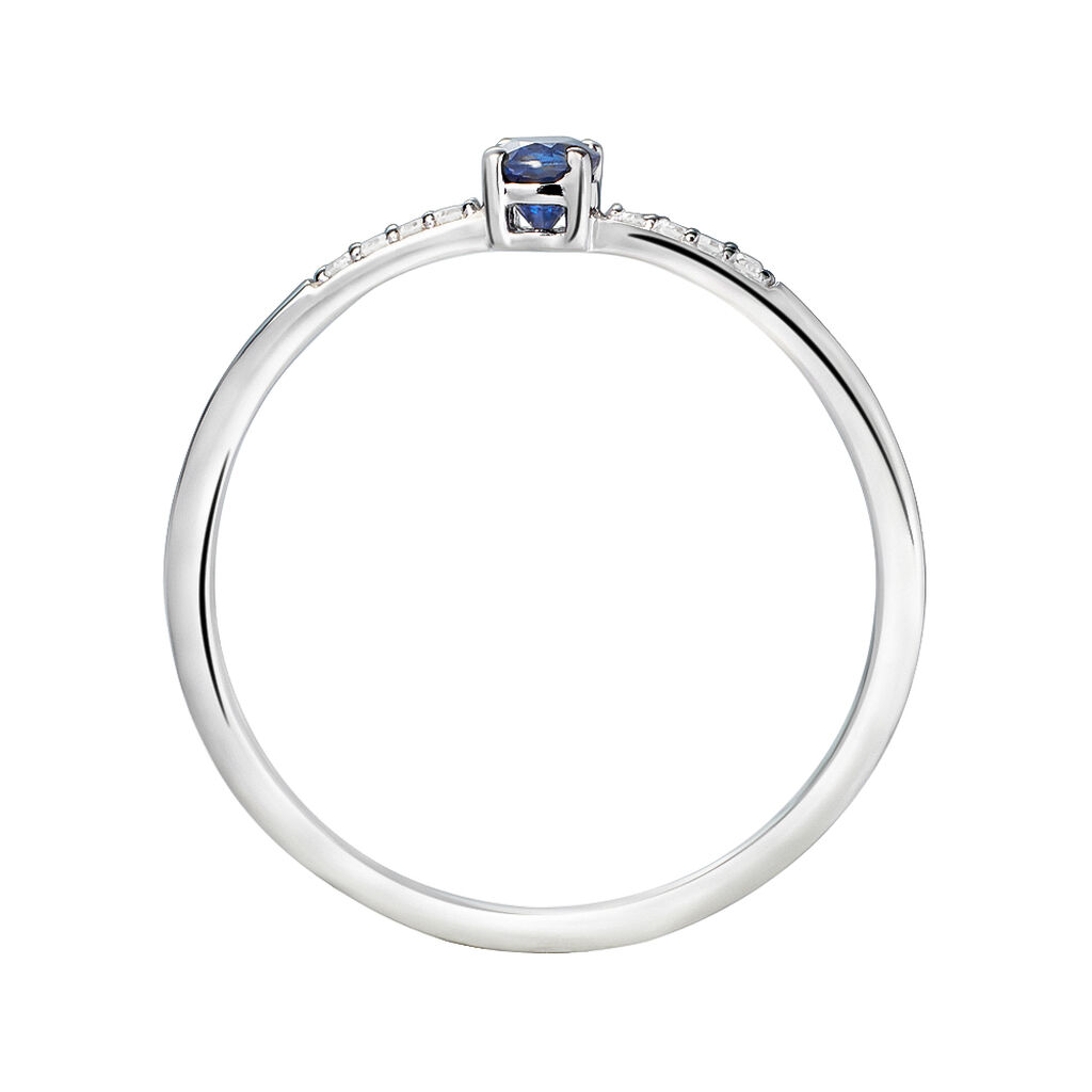 Anello Solitario Charlotte Oro Bianco E Zaffiro Con Diamanti - Anelli con Pietre Donna | Stroili