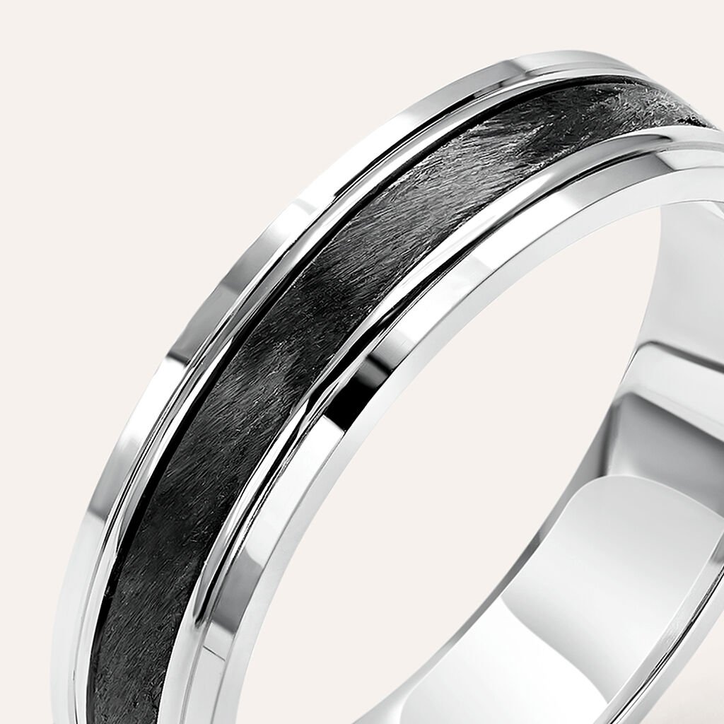 Fede Classica Carbonio 4.5 mm Oro Bianco - Anelli con Incisione Uomo | Stroili