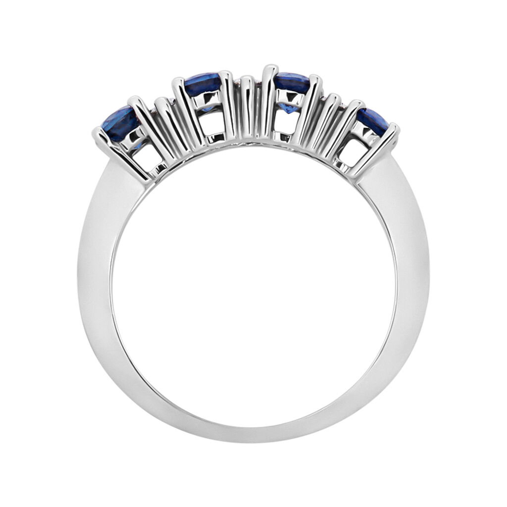 Anello Riviere Elizabeth Crown Oro Bianco Zaffiro Diamante - Anelli Riviere Donna | Stroili