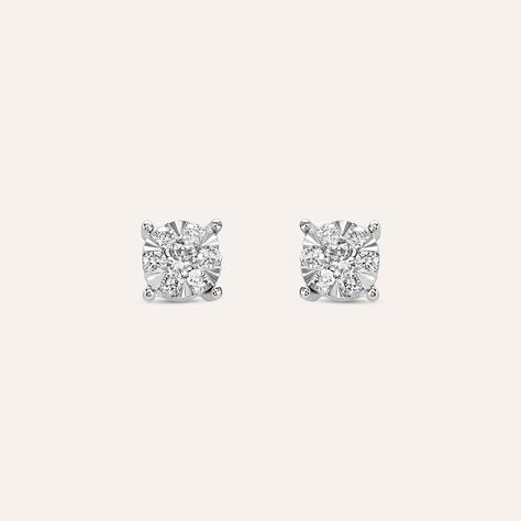 Orecchini Lobo Punto Luce Petali Oro Bianco Diamante - Orecchini a Lobo Donna | Stroili