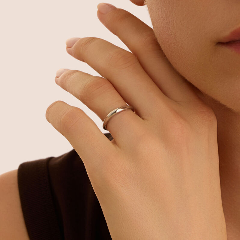 Fede Francesina 2.5 mm Oro Bianco - Anelli con Incisione Unisex | Stroili