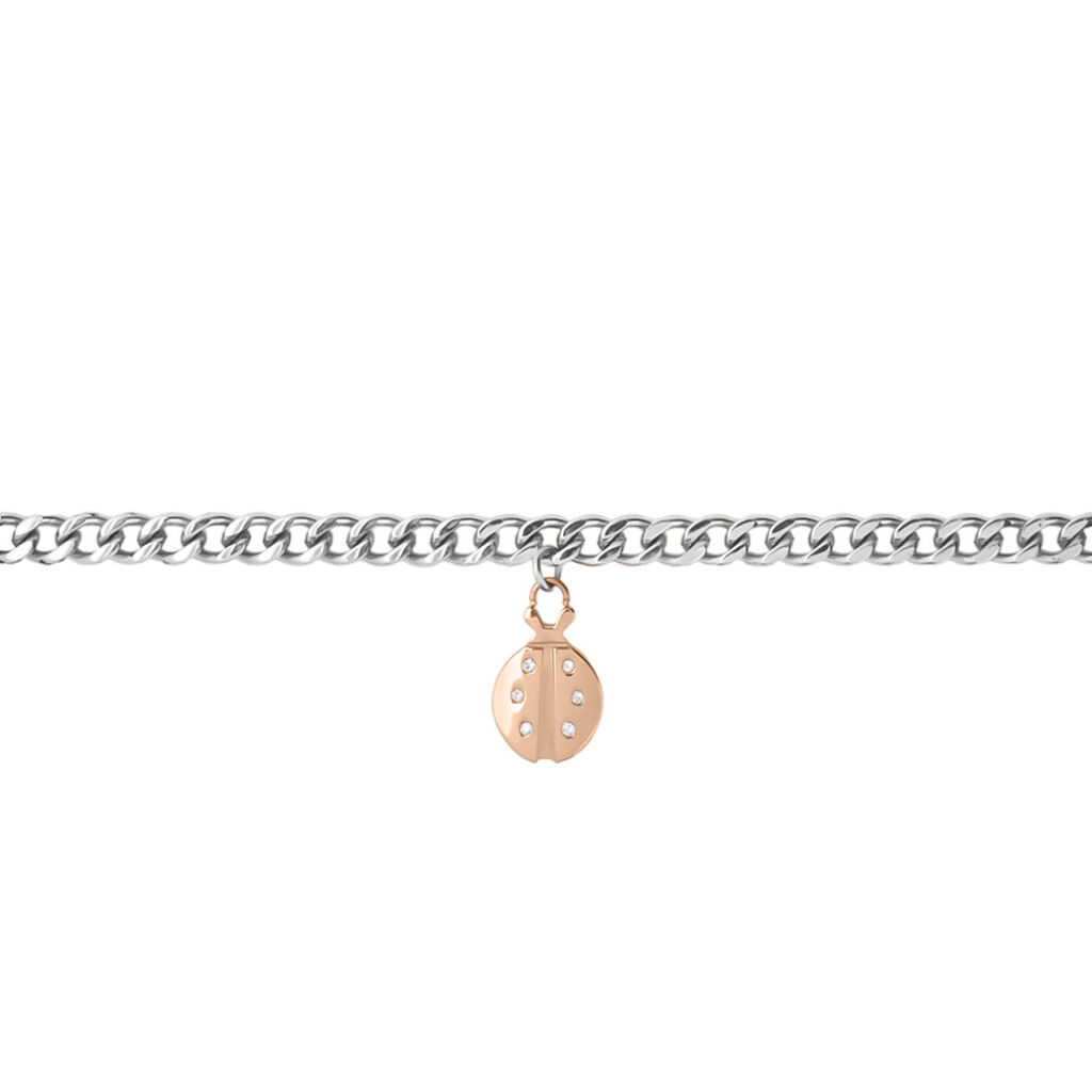 Bracciale Lady Chic Acciaio Bicolore Bianco / Rosa Cristallo - Bracciali con Incisione Donna | Stroili