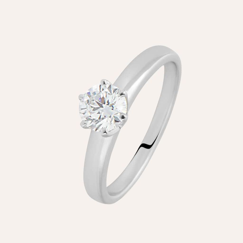 Anello Solitario Diamade Oro Bianco Diamante Lab-Grown