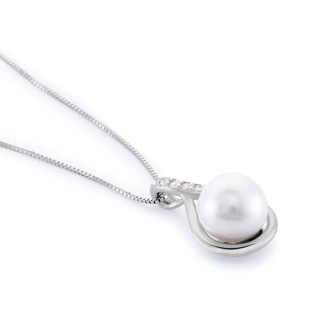 Collana Gabrielle Oro Bianco Perla D'Acqua Dolce Cubic Zirconia - Collane Donna | Stroili