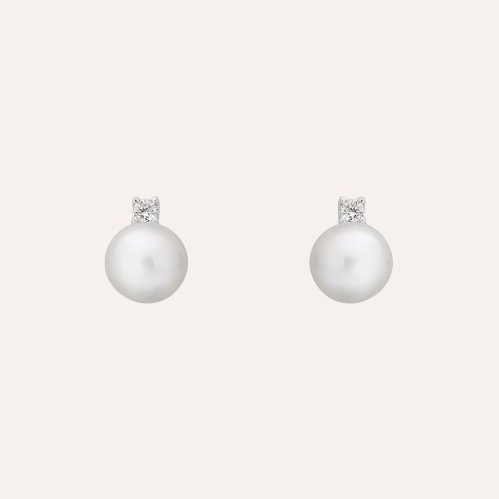 Orecchini Lobo Gabrielle Precious Oro Bianco Perla D'Acqua Dolce Diamante