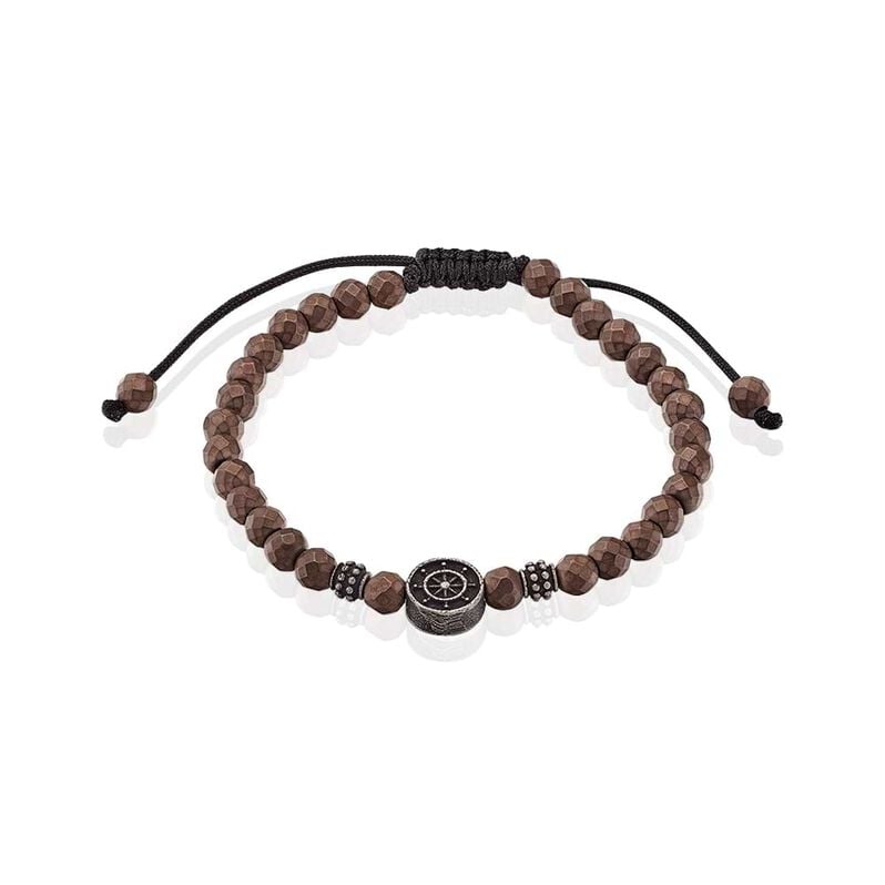 Bracciale timone e ancora in pietre e cordino regolabile - Bracciali Uomo | Stroili