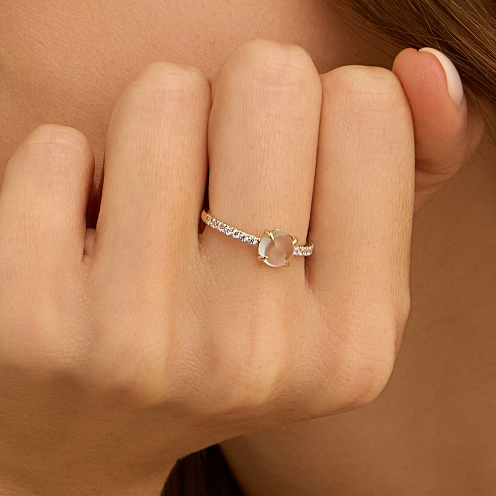 Anello Solitario Amélie Oro Giallo Topazio Cubic Zirconia