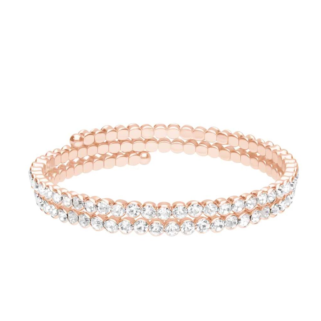 Bracciale bangle in metallo rosato e cristalli - Bracciali Donna | Stroili