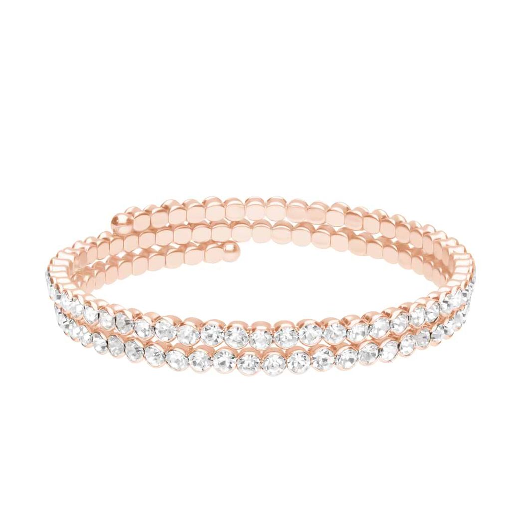 Bracciale bangle in metallo rosato e cristalli - Bracciali Donna | Stroili