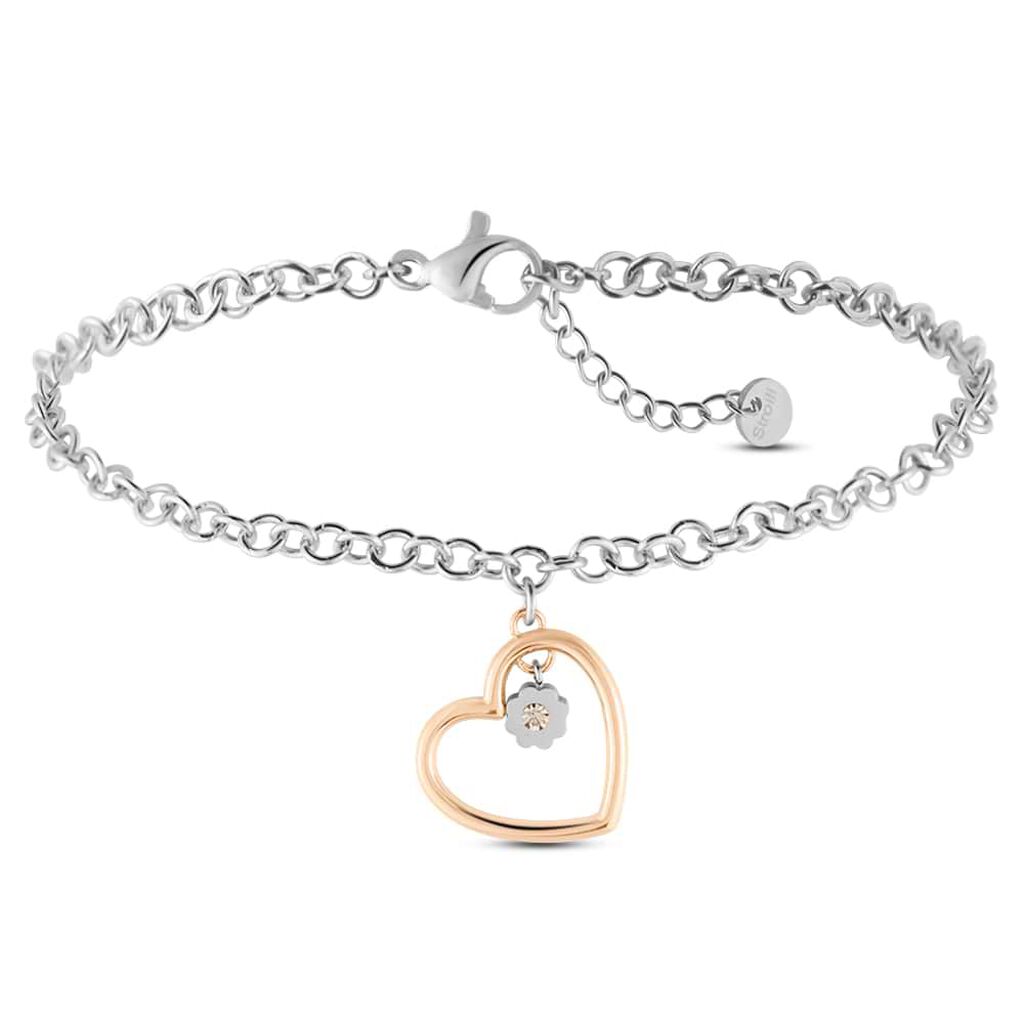 Bracciale Lady Chic Acciaio Bicolore Cuore e Cristalli - Bracciali Donna | Stroili