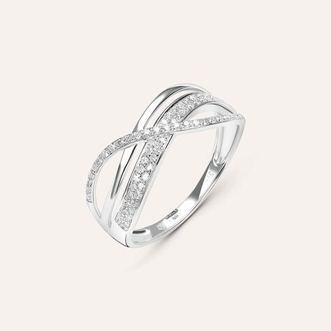 Anello Fascia Sophia Oro Bianco Diamante - Anelli a Fascia Larga Donna | Stroili