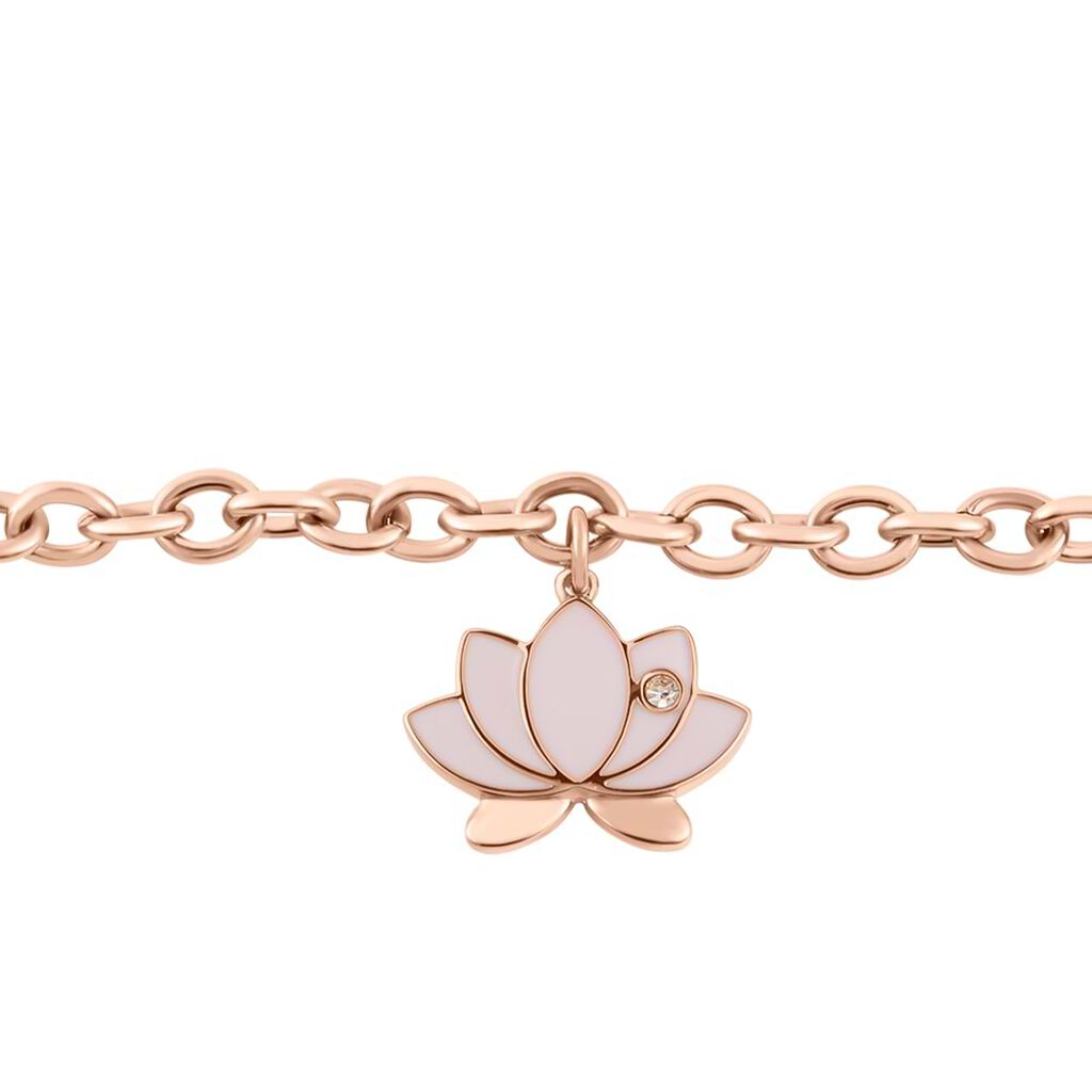 Bracciale Lady Sweet Acciaio Rosato Fiori di loto e Cristalli - Bracciali Donna | Stroili
