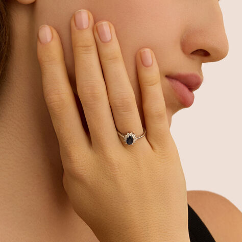 Anello Solitario Kate Charlotte Oro Bianco Zaffiro Diamante - Anelli con Pietre Donna | Stroili