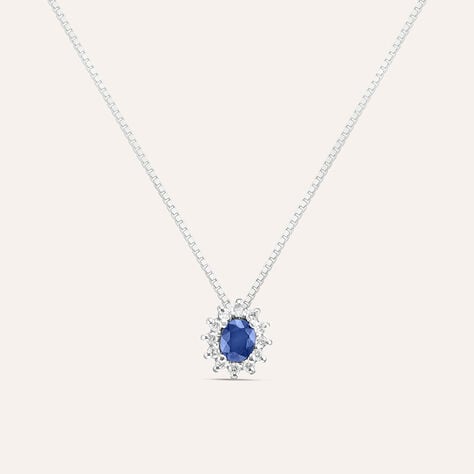 Collana Elizabeth Crown Oro Bianco Zaffiro Diamante - Collane Donna | Stroili