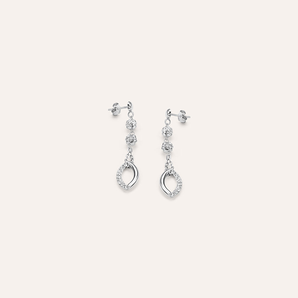 Orecchini Pendenti Crystal Gold Oro Bianco Cristallo - Orecchini Pendenti Donna | Stroili