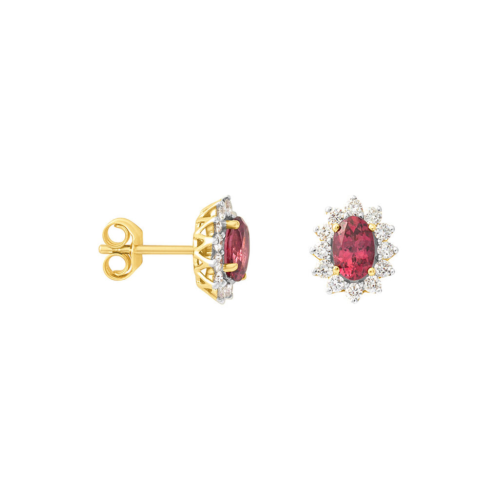 Orecchini Lobo Jasmine Oro Giallo Rodolite Diamante - Orecchini a Lobo Donna | Stroili