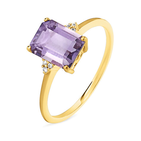 Anello Solitario Amélie Oro Giallo Ametista Cubic Zirconia - Anelli con Pietre Donna | Stroili