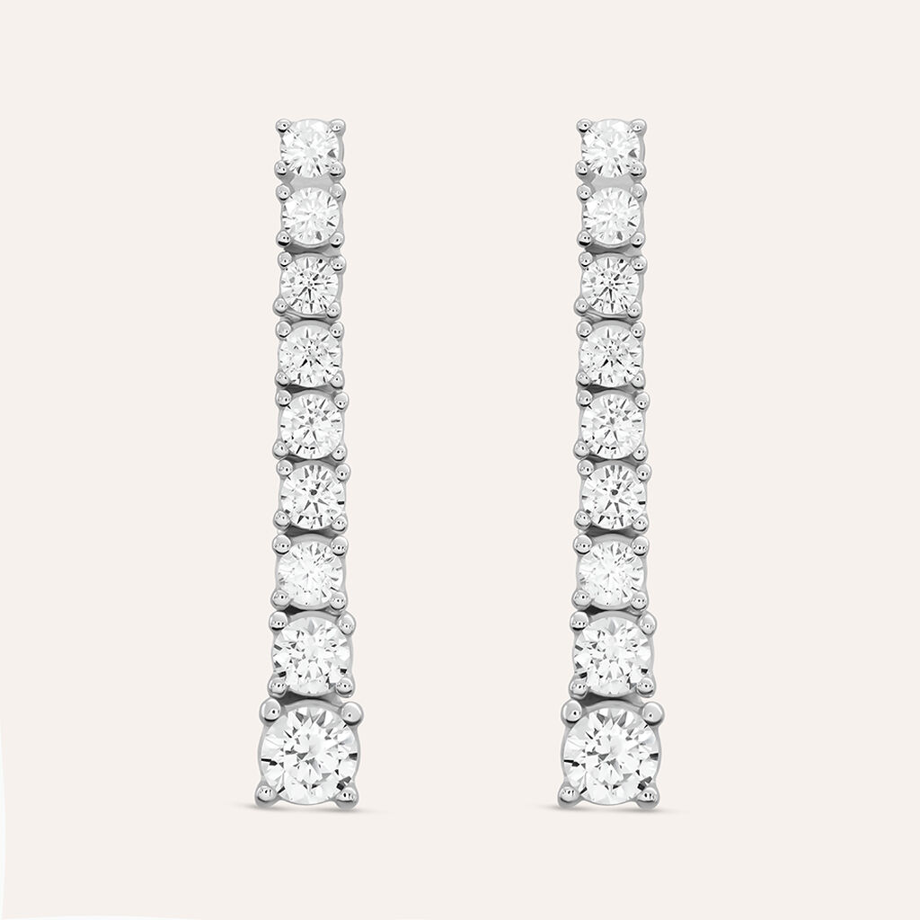 Orecchini Pendenti Tennis Claire Oro Bianco Cubic Zirconia