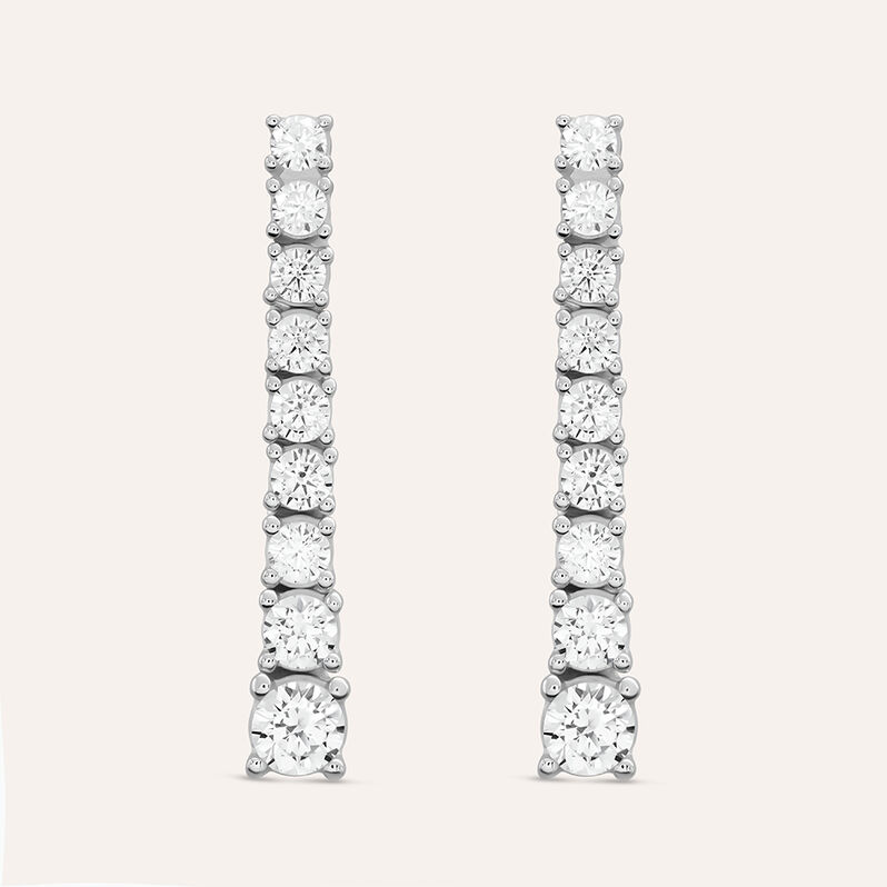 Orecchini Pendenti Tennis Claire Oro Bianco Cubic Zirconia - Orecchini Pendenti Donna | Stroili
