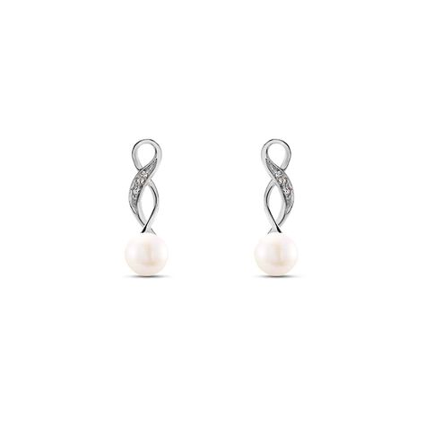 Orecchini Pendenti Gold Pearls Oro Bianco Perla D'Acqua Dolce Diamante - Orecchini Pendenti Donna | Stroili