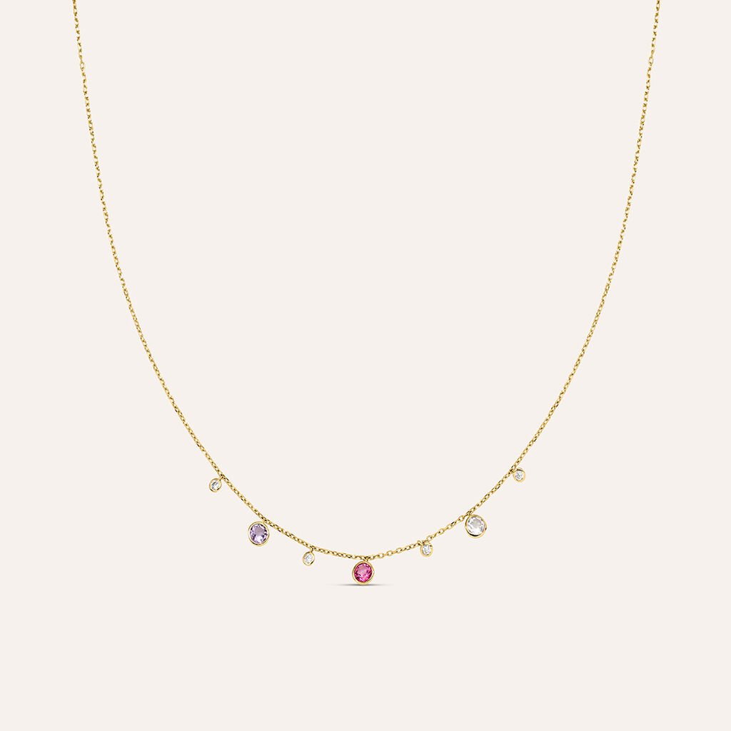 Collana Am&eacute;lie Oro Giallo Topazio Quarzo Cubic Zirconia