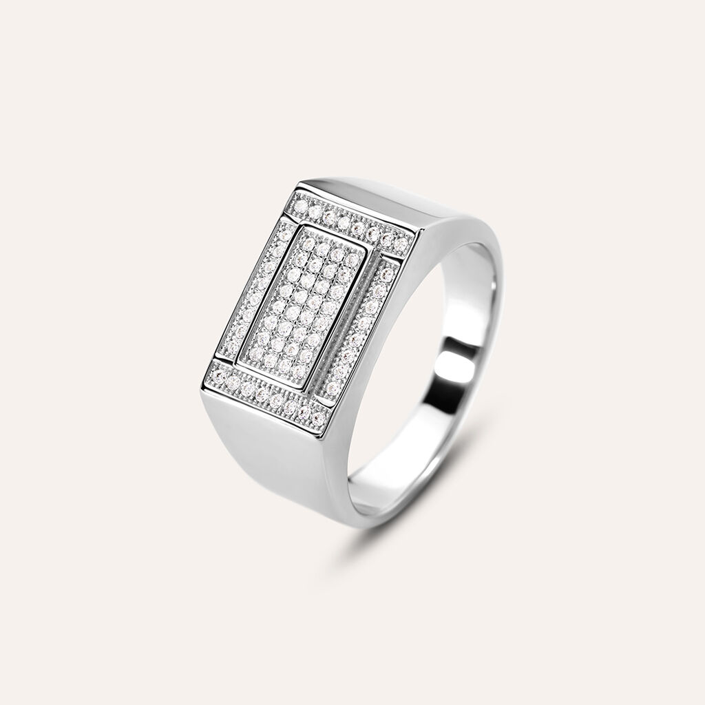 Anello Chevalier Gentleman Argento Rodiato Cubic Zirconia