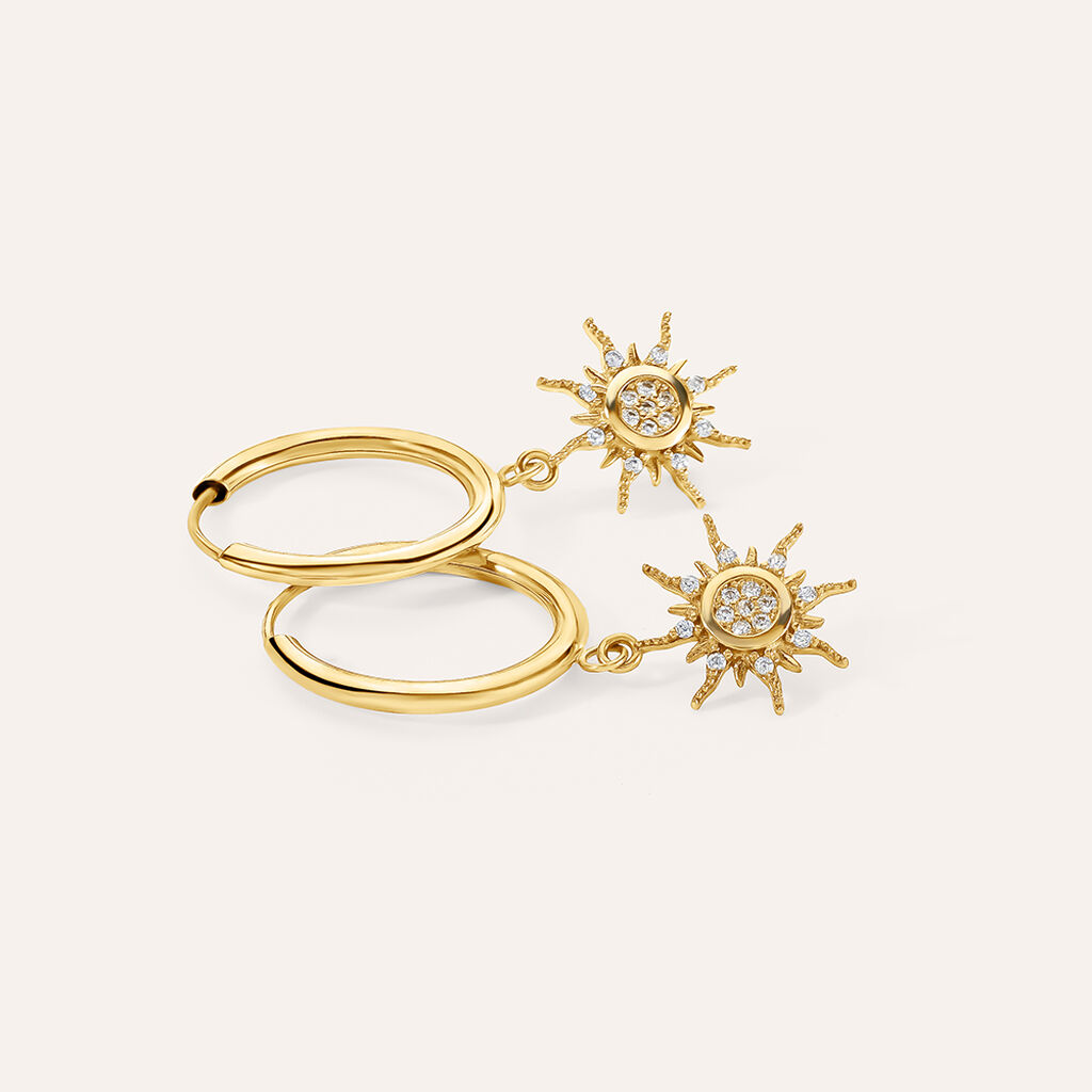 Orecchini A Cerchio Toujours Oro Giallo Cubic Zirconia