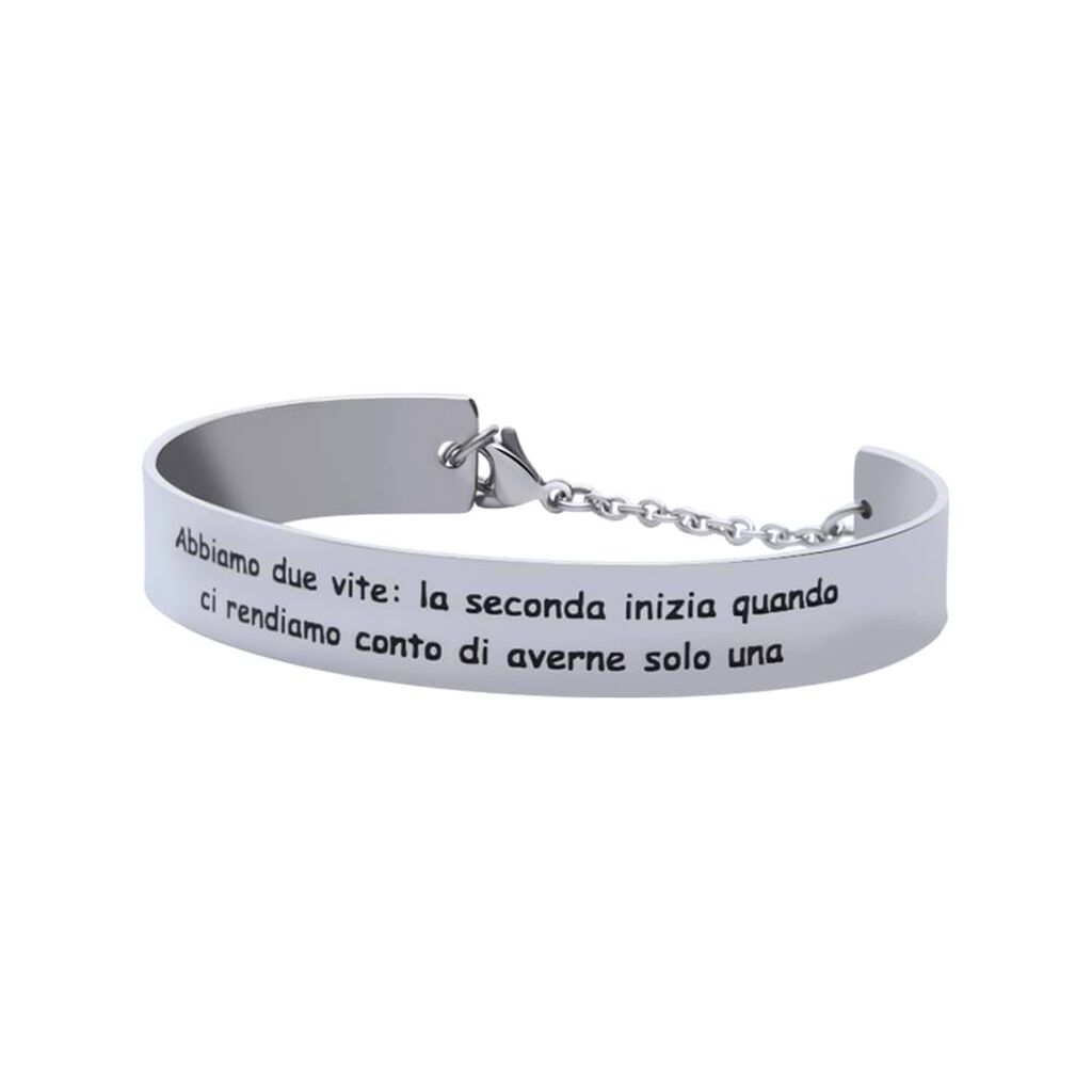 Bangle 'Abbiamo due vite: la seconda inizia quando ci rendiamo conto di averne solo una' in acciaio - Bracciali Donna | Stroili