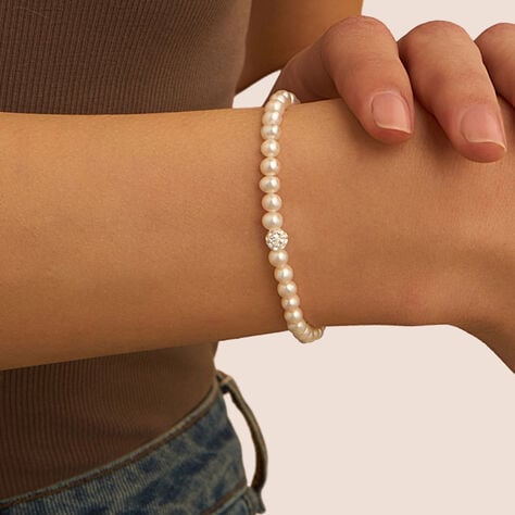 Bracciale Gabrielle Oro Bianco Perla D'Acqua Dolce Cristallo - Bracciali Donna | Stroili