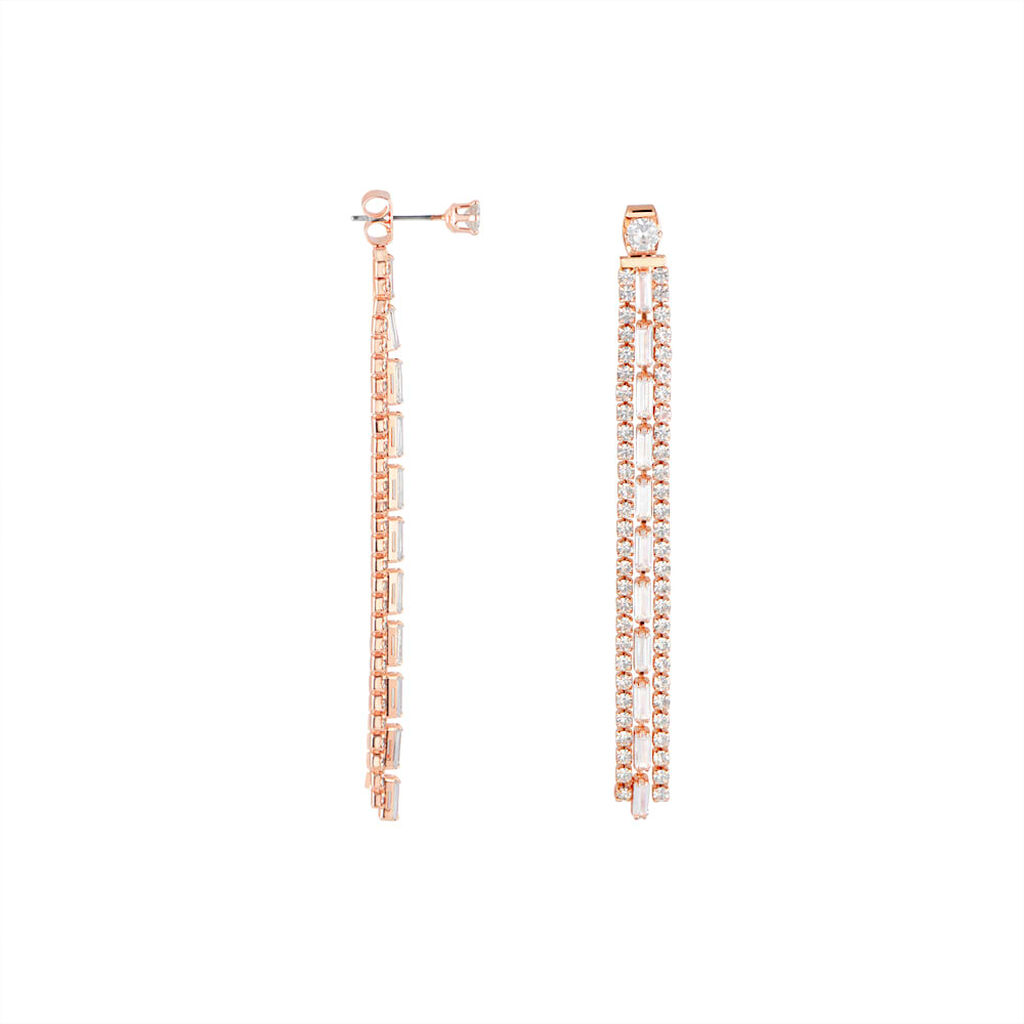 Orecchini Pendenti Tennis Romantic Shine Metallo Rosa Cristallo