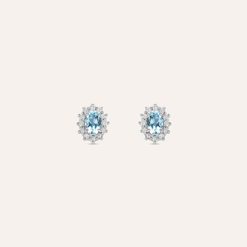 Orecchini Lobo Acquamarina Oro Bianco Acquamarina Diamante - Orecchini a Lobo Donna | Stroili