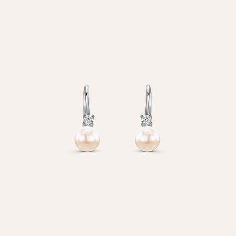 Orecchini Lobo Monachella Gabrielle Oro Bianco Perla D'Acqua Dolce Cubic Zirconia - Orecchini a Lobo Donna | Stroili