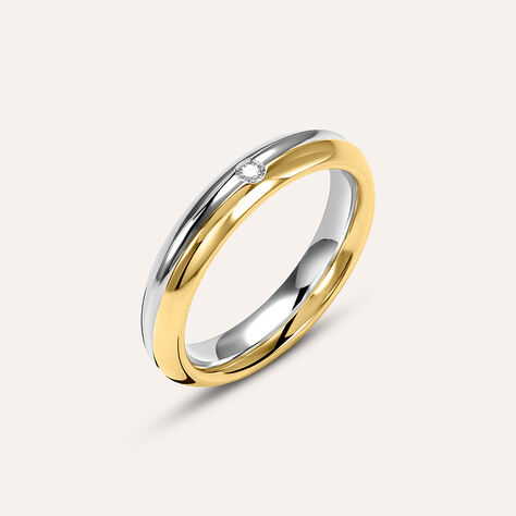Fede Comoda 4 mm Oro Bicolore Diamante - Anelli con Incisione Unisex | Stroili