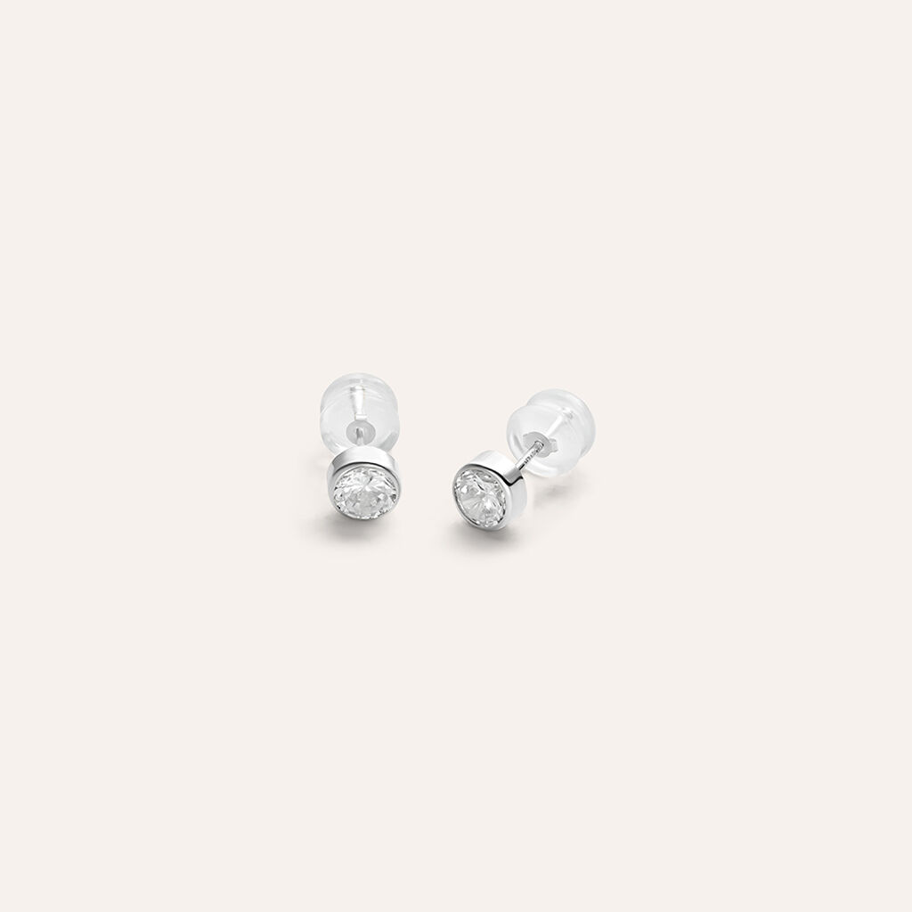 Orecchini Lobo Punto Luce Bon Ton Oro Bianco Cubic Zirconia